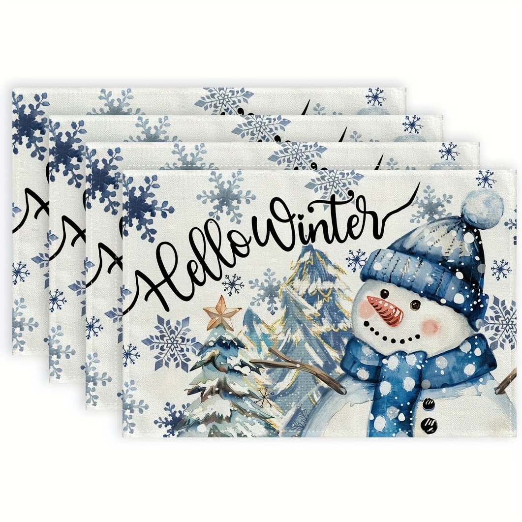 

4pcs, Christmas Snowman Placemats, 18x12 Table Decor, Table Decoration For