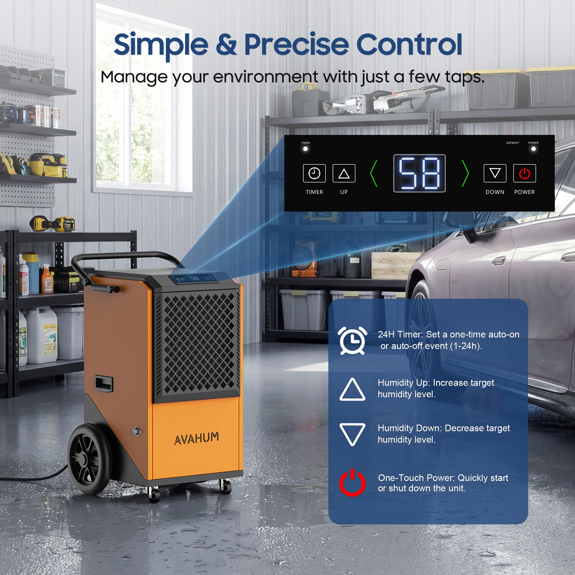 commercial dehumidifier for basements 305 pint 9000 sq ft large spaces 38 gallon day commercial grade dehumidifiers for industrial 24h timer continuous dehumidification auto   Product details 3