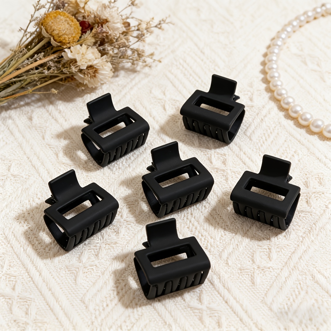 TEMU 3/6pcs Mini Pinces à Cheveux Carrées Noires Mat, Lot de 3/6, Organisateur de Cheveux Égarés Latéraux, Petite Pince à Cheveux , Pince à Cheveux
