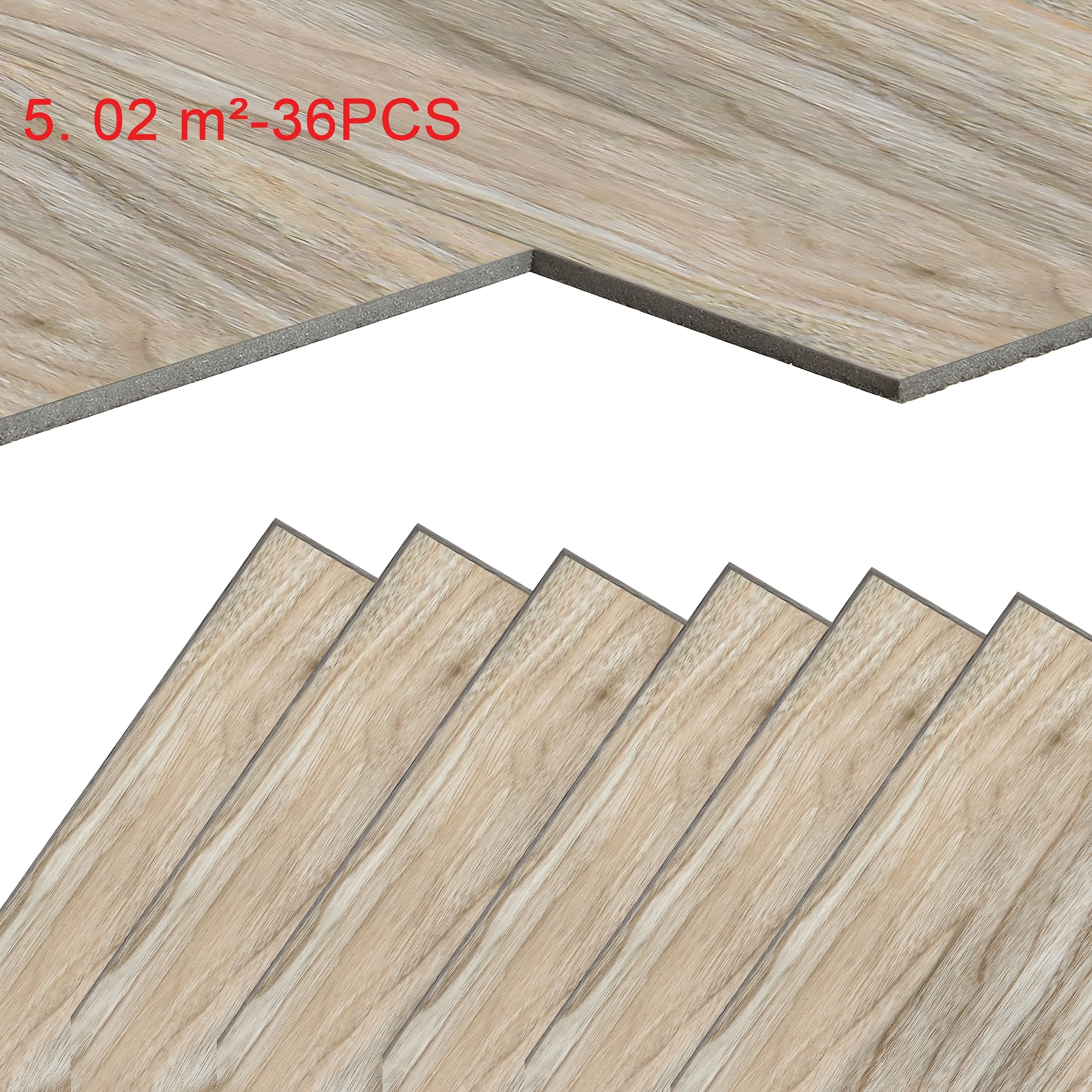 TEMU 18/36pcs Pvc Flooring Self-adhesive, 2.51 M²/5.02m² Wood Grain Floorboards, Wood Grain Floor Tiles With Wood Look, Waterproof, Non-slip For Kitchen, Living Room, Balcony (matte )