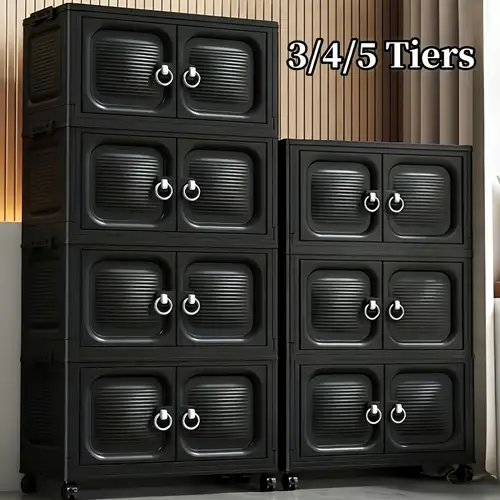 47CM/18.5&*; Foldable Storage Cabinet with Lid, 3/4/5 Layers Stackable Plastic Storage Box with Wheels, Convenient Home Wardrobe Organization System/Drawer Cabinet for Living Room, Bedroom, Study, ... 47CM/18.5&*; Foldable Storage Cabinet with Lid, 3/4/5 Layers Stackable Plastic Storage Box with Wheels, Convenient Home Wardrobe Organization System/Drawer Cabinet for Living Room, Bedroom, Study, ...