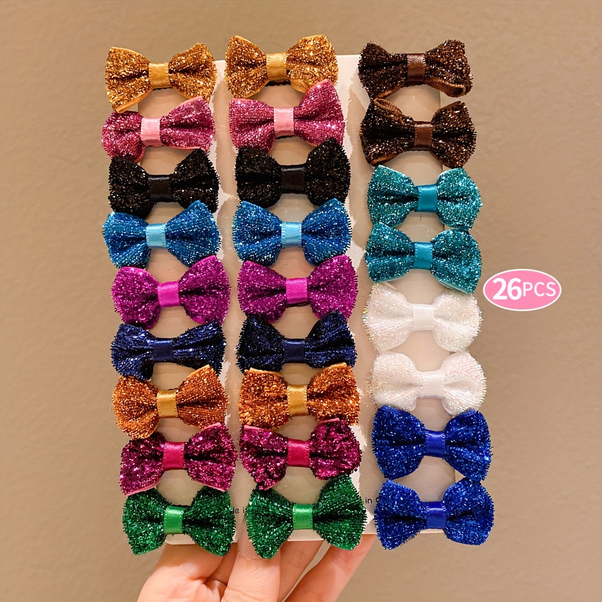 

Lemon 26pcs Set Of Bow Hair Clips For Girls - , Knit Fabric