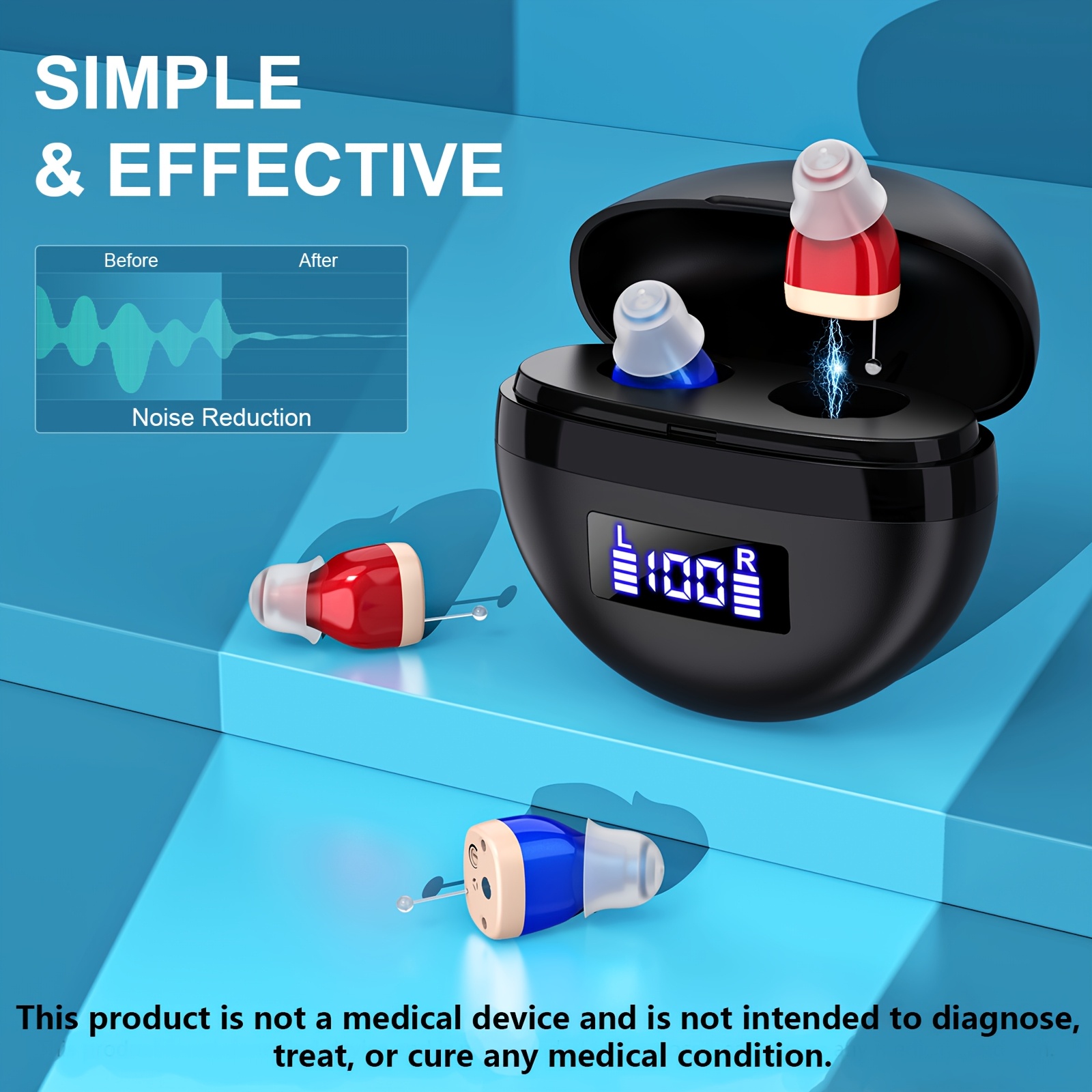 a pair of rechargeable in ear noise canceling amplifiers that are   and easy to carry   of amplifying sound portable sound amplifier headphones are suitable for everyday use and outdoor activities Product details 4