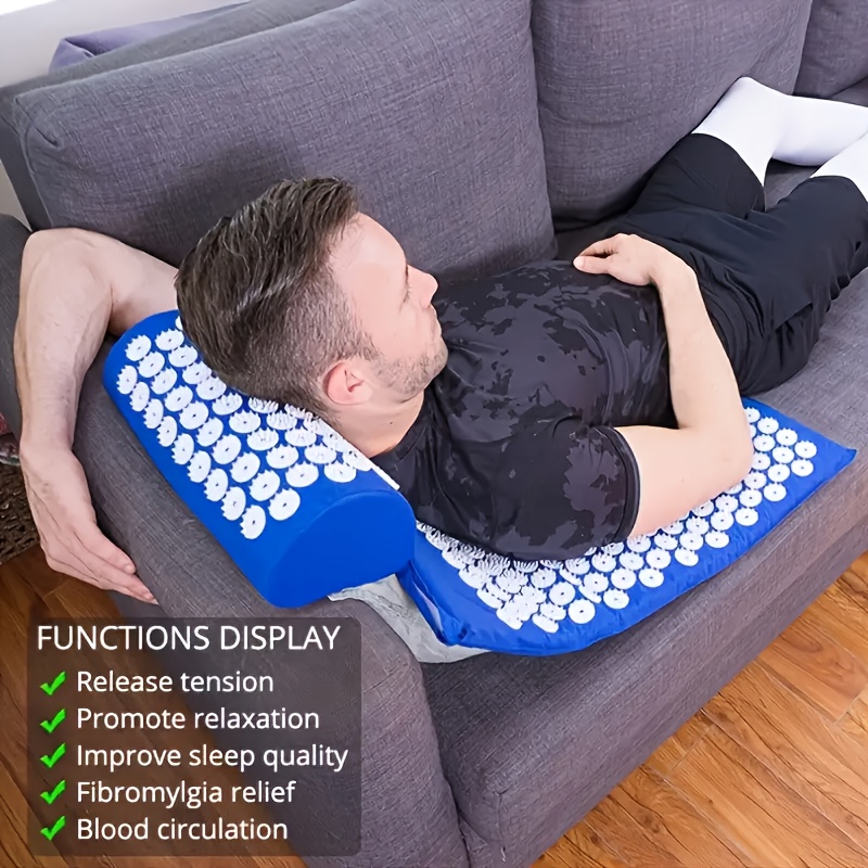 

3pcs Massage Yoga Mat Set With Pillow And Storage Bag - Nylon, Fitness Training Gear, Gray/red/yellow