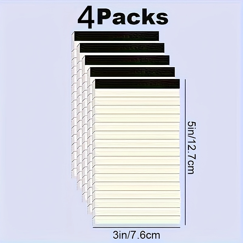 TEMU Lot de 4, Carnet à Quadrillage, Bloc-notes, Bloc-notes à Quadrillage 3 x 5 Pouces, 30 Feuilles par Livret, Idéal pour l'École, , Fournitures