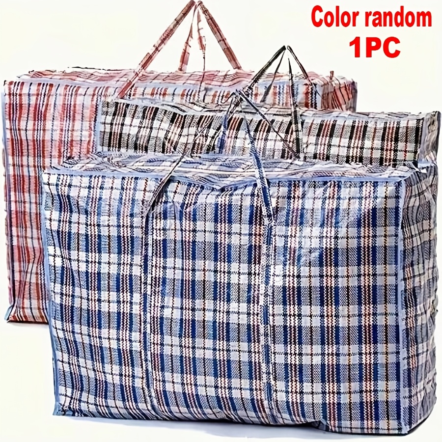TEMU 1 Large Woven Bag In Random Color, Portable Packing And Moving Bag, Thickened Storage And Organizing Bag, Luggage Bag, Travel Bag, Clothing