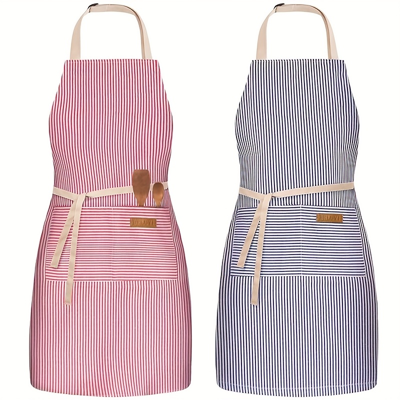 TEMU 2pcs Extra Long Adult Aprons Set - Adjustable Ties & Deep Pockets, Unisex Waist Apron For Cooking, Baking, Bartending, Housework, Great Gift For
