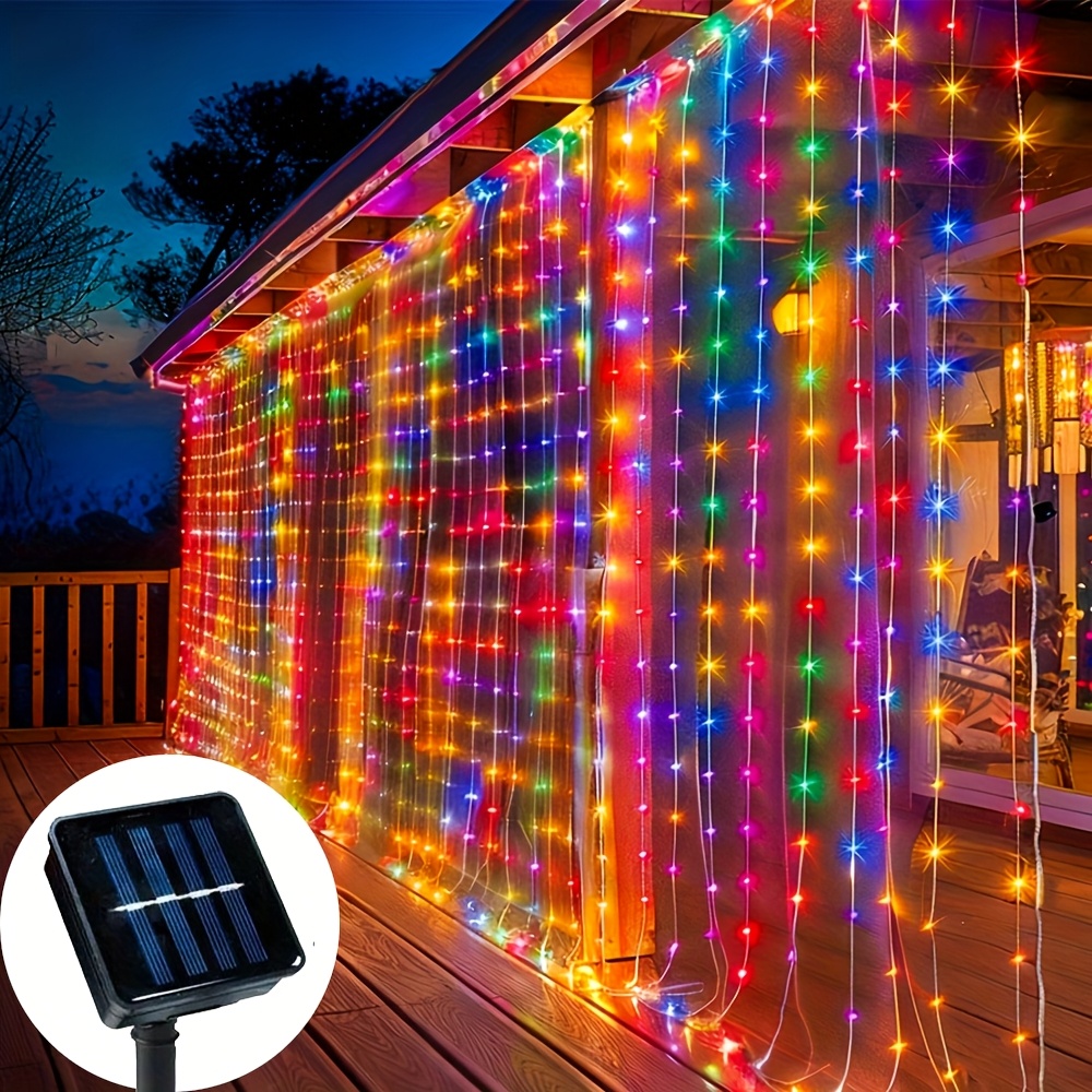 TEMU Solar Led Courtyard Light - (200led-118.11 Inches X 78.74 Inches), Hanging Outdoor String Light Ip44 (warm ), Suitable For Birthdays, Weddings,