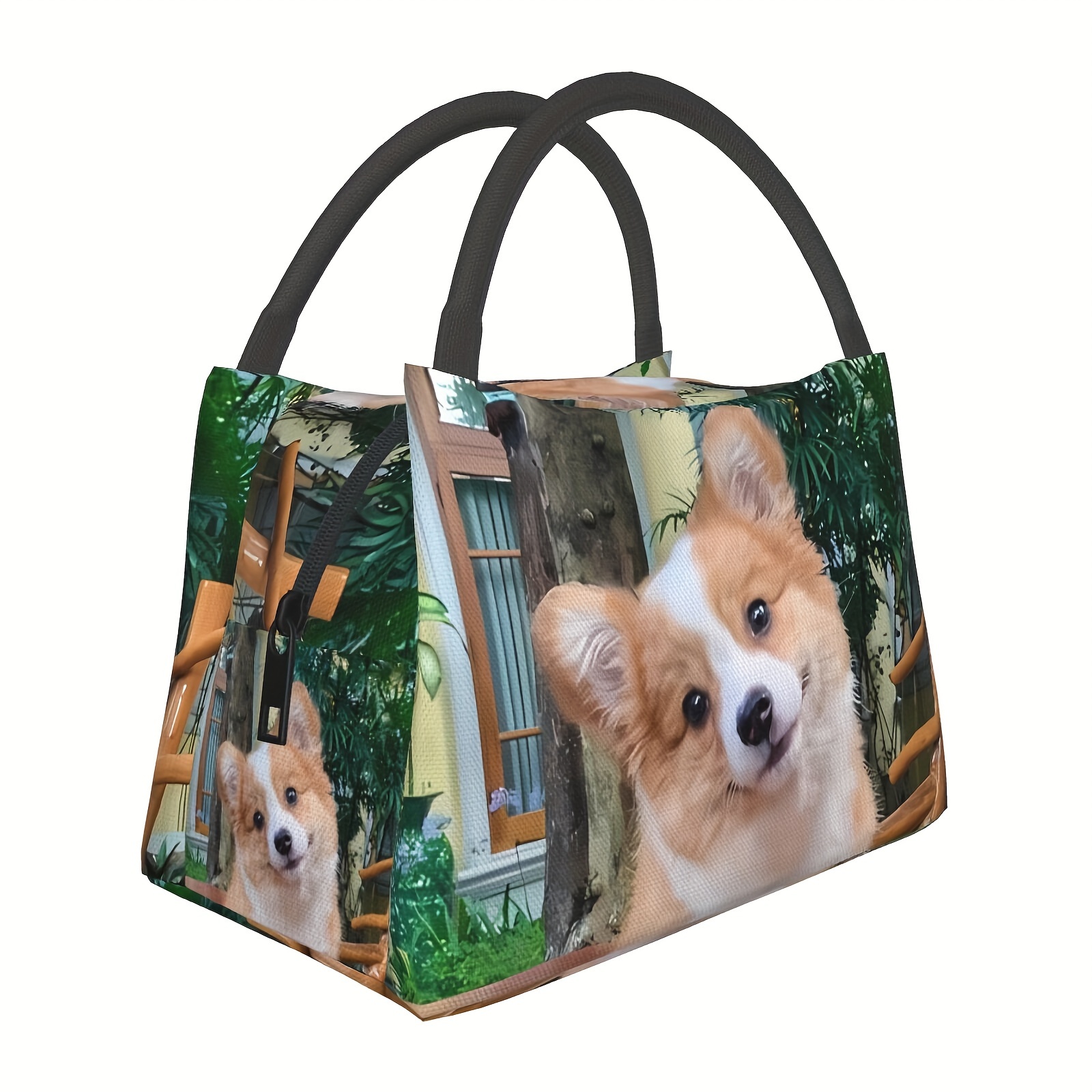 

Portable Insulated Lunch Bag With Reusable Seal, Perfect For Travel, Picnics, And Office Use - Corgi Design