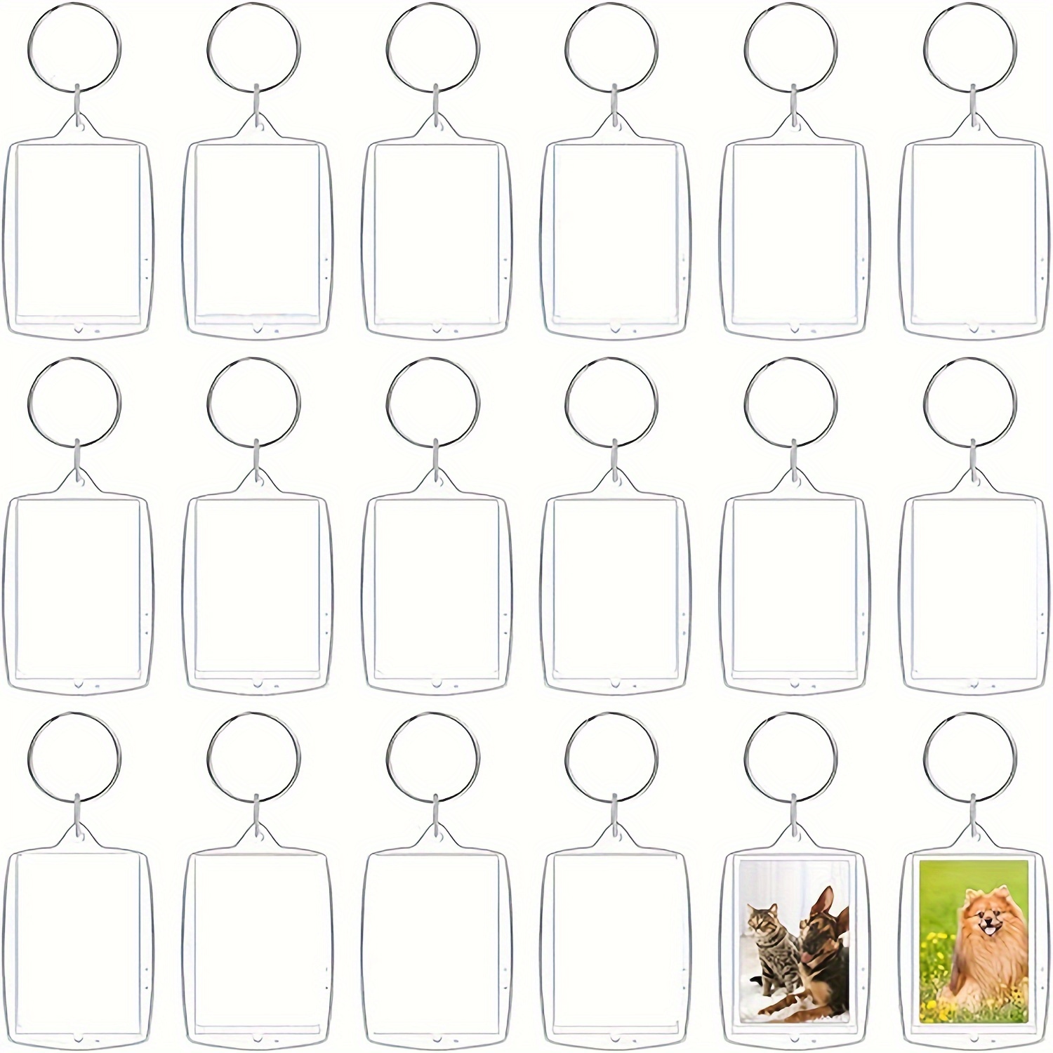 

50pcs Kit porte-clés cadre photo en acrylique, style funky, blanc, non plaqué, non , accessoires de décoration de porte-clés DIY pour