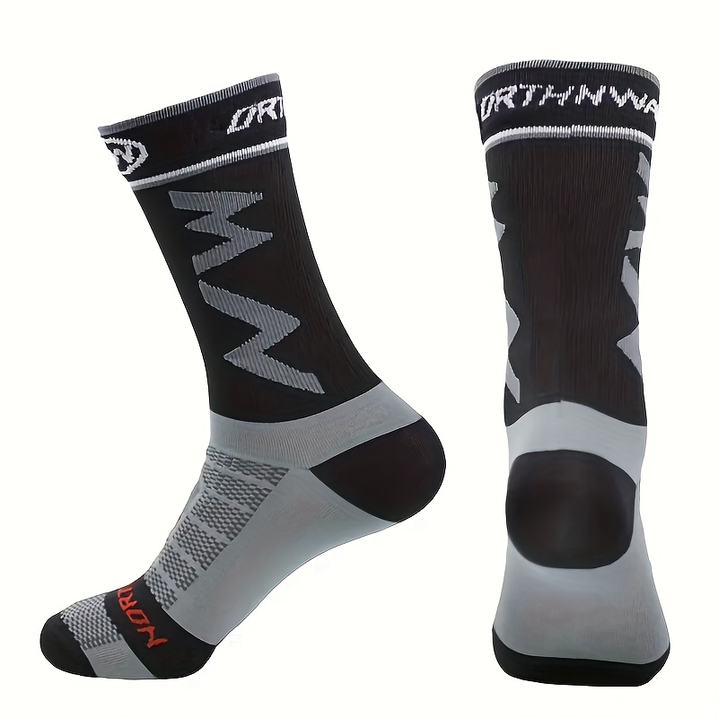 TEMU 1 Pair Of Unisex-style Sports Socks, Fashionable Color- Mid-calf Compression Socks, Moisture-wicking, Quick-drying And High-elasticity Sports