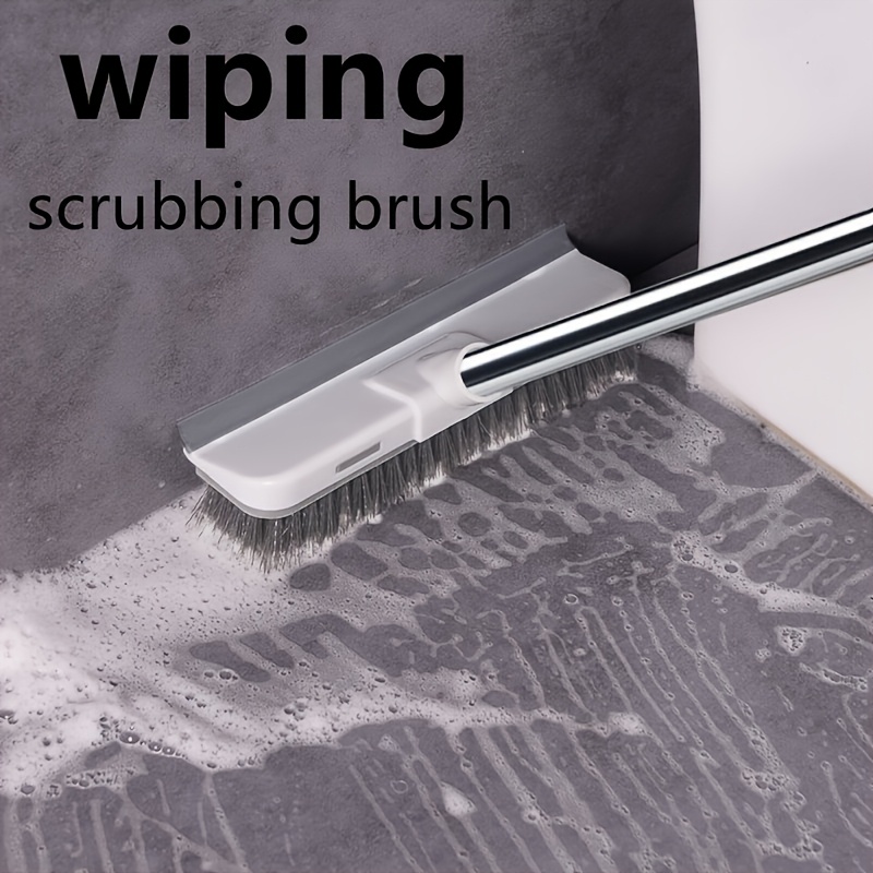 

Multi-use, Long-handle Scrub Brush With For Deep Cleaning - Floors, Tiles, Grout, Kitchens, Bathrooms & Outdoor - Gray