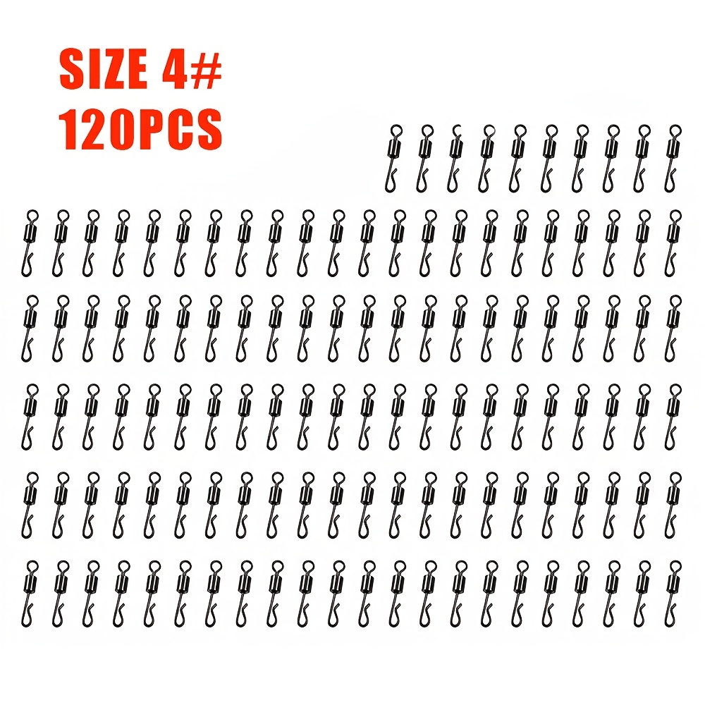 TEMU VIPFISH 120 pièces Émerillons à glissière et mousquetons de pêche, Clips de connecteur à changement rapide haute résistance pour leurres,