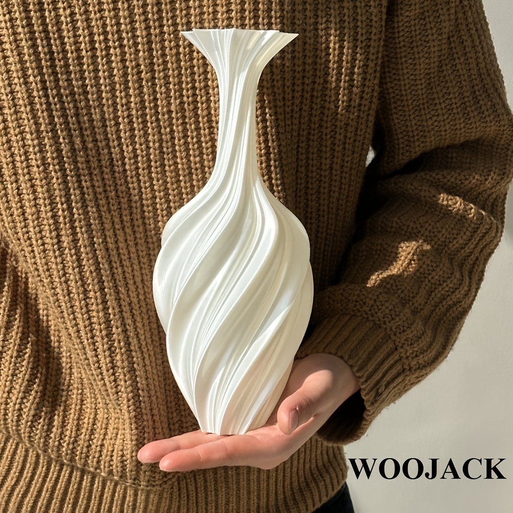 Image of Woojack New Abstract Art Vase: Twisted Vintage Floral Arrangement Decorative Ornament, Nordic Minimalist Style, 3d-printed, Light Luxury