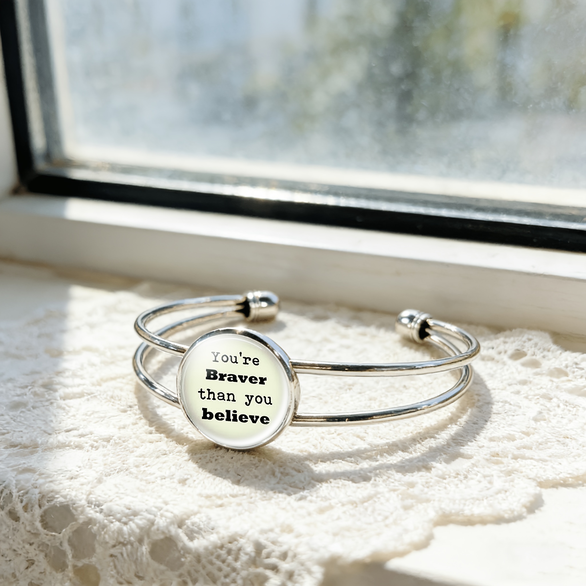 Adjustable Opening Inspirational Quote Bracelet, Classic Design