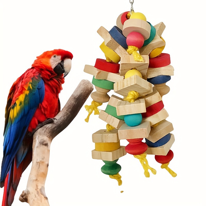 

Parrot Chew Toy - Hanging Wooden Blocks For Bird Cages, & , Ideal Gift For Bird Enthusiasts, Random Colors, Most Birds