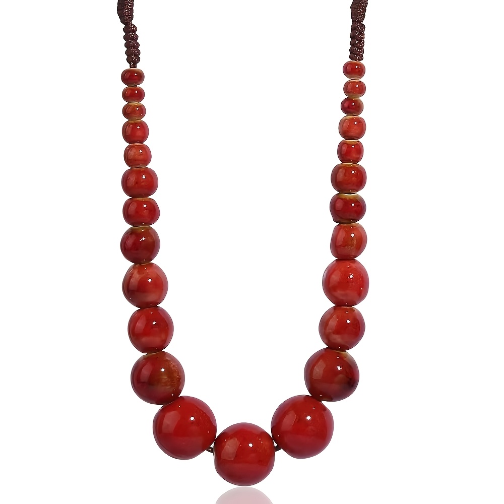Handmade Bohemian Ceramic Bead Layered Necklace
