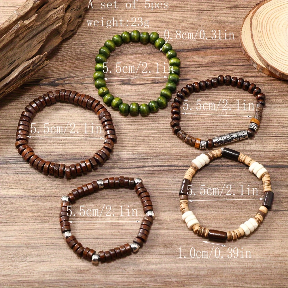 New Wooden Beads Coconut Shell Elastic Thread Bangle Bangle Bracelet Individual Fashion Handmade Woven Wristband