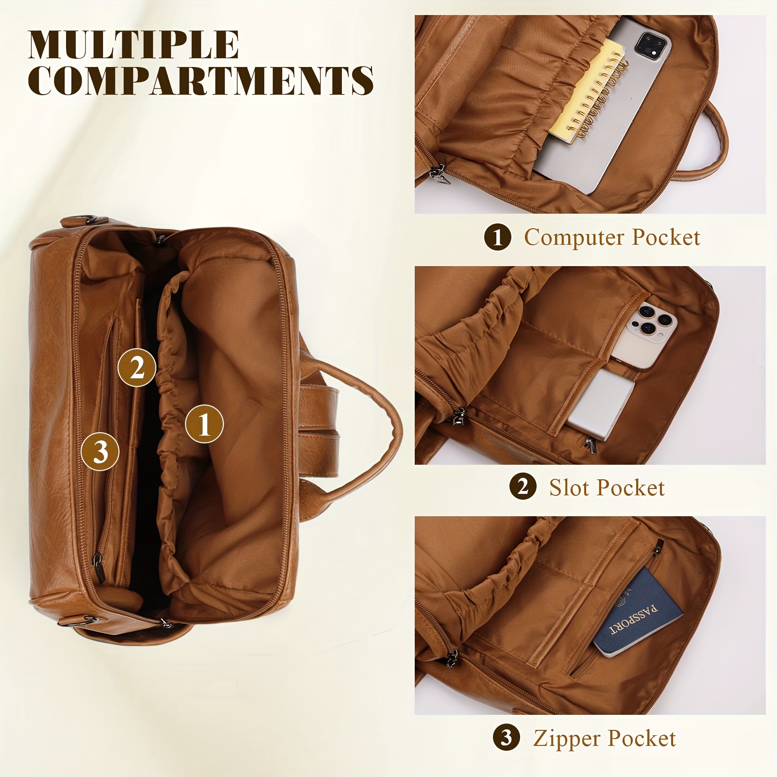womens convertible backpack purse elegant pu leather - Temu  display picture 3