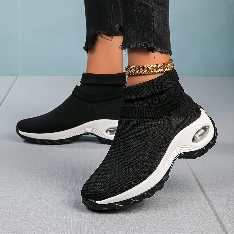 Women's Breathable Knit Chunky Sneakers Casual Slip Outdoor - Temu