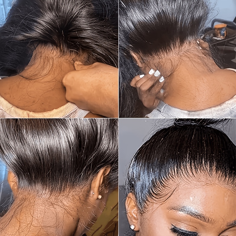 360 Full Lace Body Wave Human Hair Wigs Glueless Hidden Strap Pre Plucked Natural Hairline 180% Density Natural Color Wear & Go High Ponytail Bun Wigs for Women