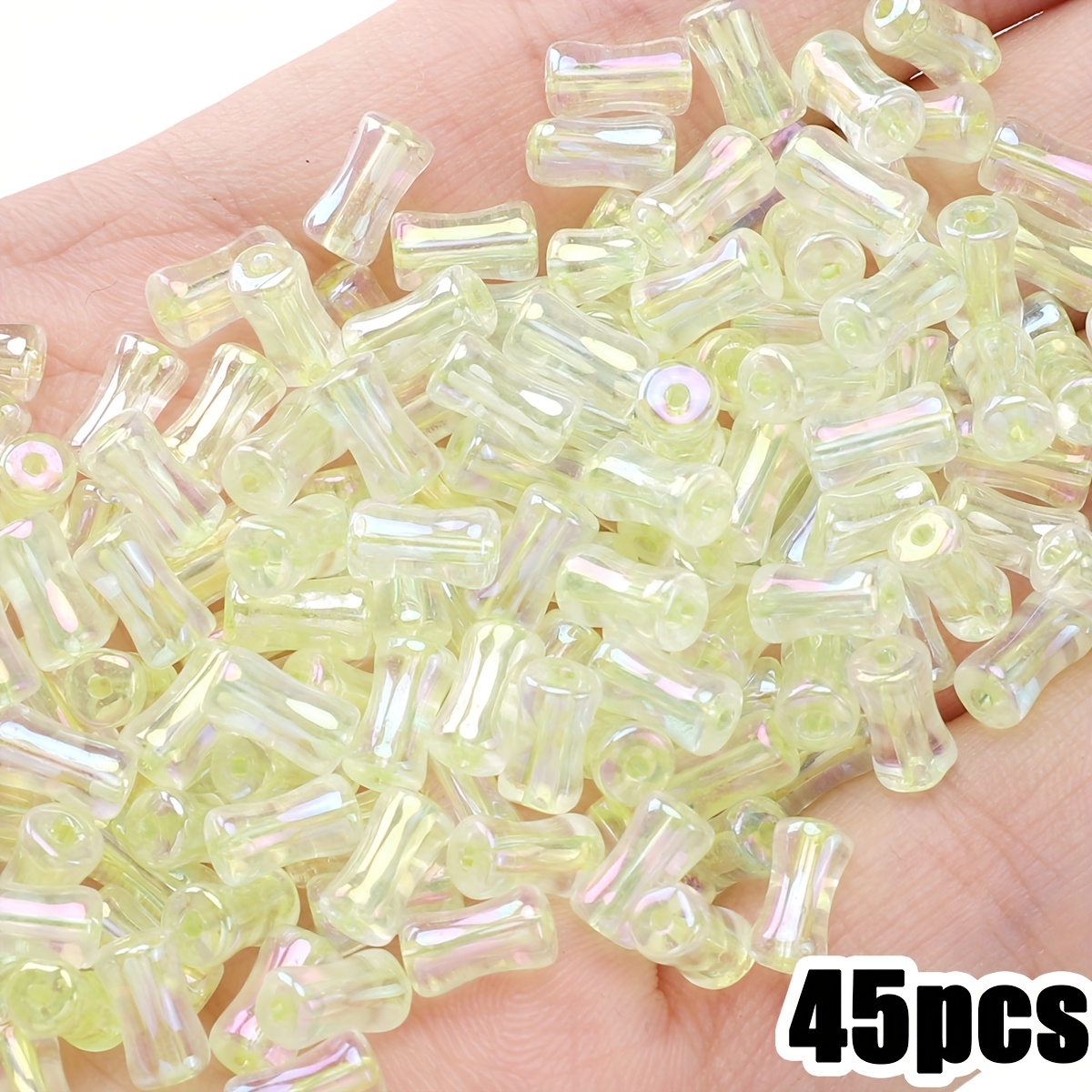 45/90pcs Colorful Glass Iridescent Bamboo Beads for Jewelry Making
