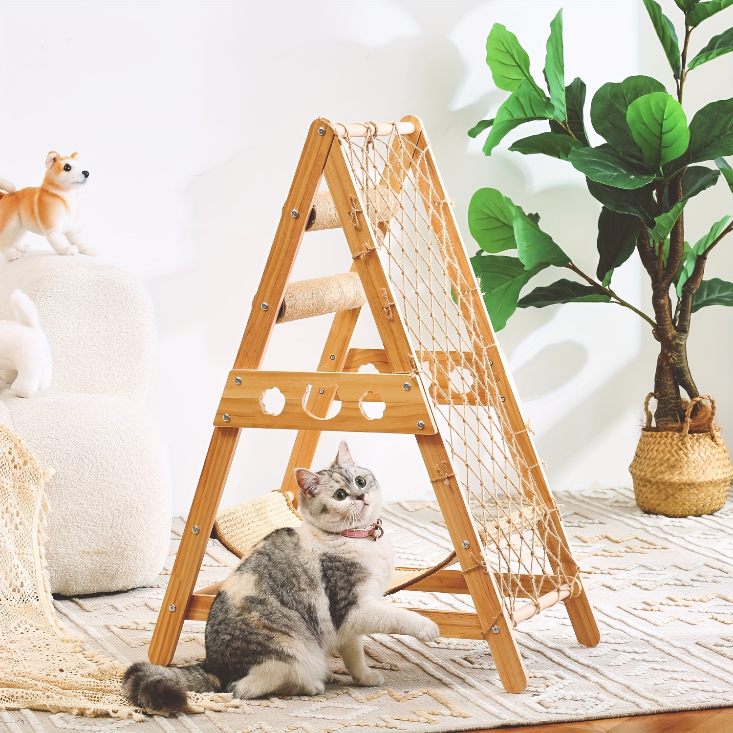 

New Large Size Pet Climbing Net Cat Climbing Frame Wooden Cat Nest