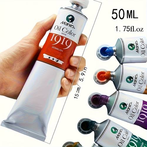 imagen del artículo juego de para pintura al óleo de 5 piezas, 50ml, pintura al óleo - juego de colores con - de titanio, limón, , cobalto, negro de carbono