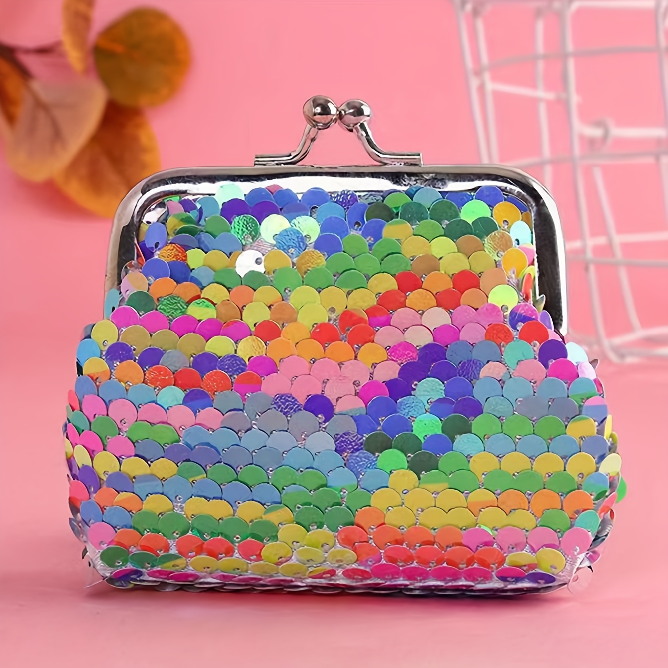 TEMU Portefeuille à monnaie double face coloré, mini sac à monnaie, parfait pour ranger de l'argent liquide, des clés et de petits objets, ce qui un