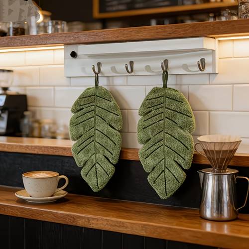 1pc banana leaf hand towel made from soft and absorbent material with coral measures 30 5cm x 16cm ideal for use in bathrooms kitchens and home environments make an gift for plant lovers and a beautiful decorative item