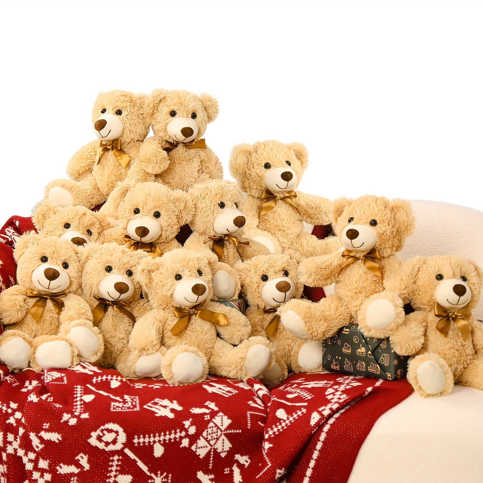 

12 Pack Teddy In Bulk 14 Inch Teddy For Kids Small Stuffed Animals Bulk - Bulk Teddy For Wholesale Teddy For Shower & Gender Reveal (machine Washable)