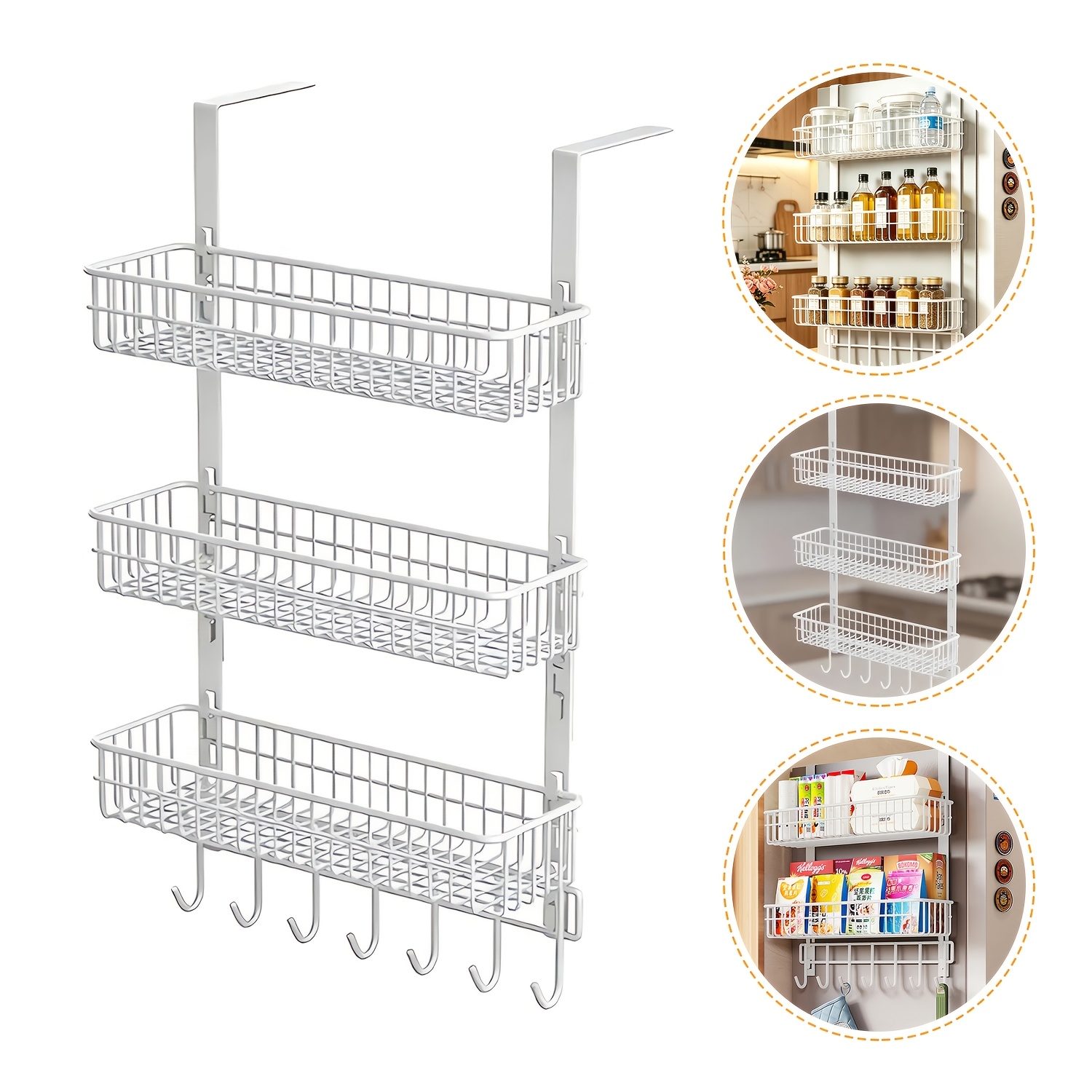 Image of Punch-free Wall-mounted Kitchen Storage Rack, Sink Narrow Side Spice Organizer, Suction Cup Thickened Dish Bowl Holder, Utility Racks