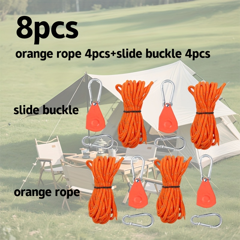 TEMU Corde à poulie réglable, design robuste et -vent avec bandes de serrage pour une installation sécurisée des tentes en camping extérieur, système