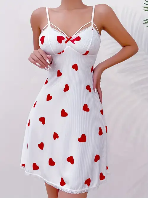 women's elegant heart-print nightgown with lace detail - sleeveless, short dress for adults, wear, attire|elegant sleeveless dress|lace detailing, plus size dress - women's lingerie & lounge - Temu Germany women's elegant heart-print nightgown with lace detail - sleeveless, short dress for adults, wear, attire|elegant sleeveless dress|lace detailing, plus size dress - women's lingerie & lounge - Temu Germany