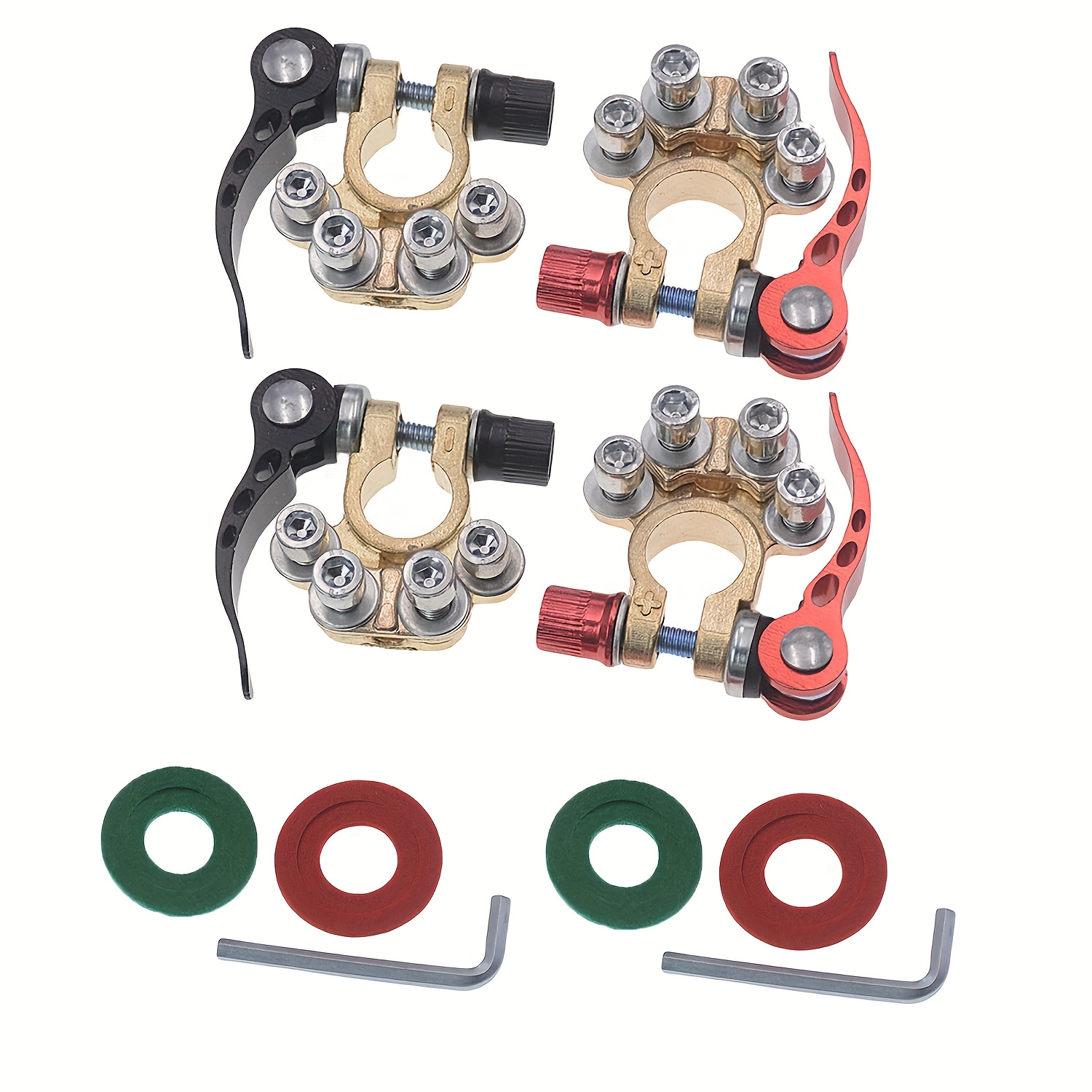 TEMU 2/4/6pcs Cables Terminal Connectors Kit, Car Battery Terminal, 4 Way Quick Release Disconnect Terminals With Washers, For Marine Rv Cables