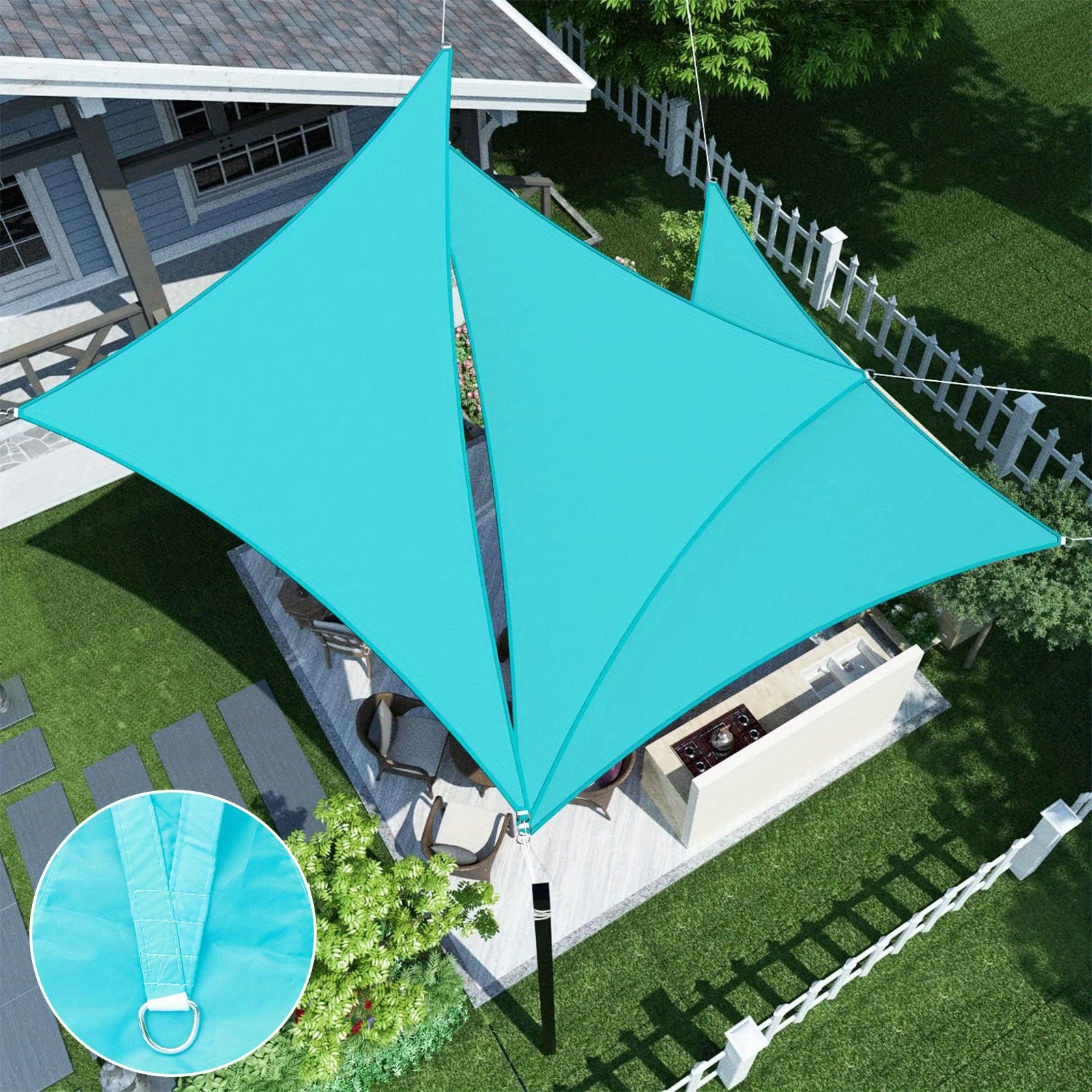 1-Pack Blue UV-Blocking Sun Shade Sail for Outdoor Patio, Right-Angle Triangle Design with Adjustable Rope, Durable Polyester Fabric for Backyard, Deck, Garden, Poolside - All-Season Shelter
