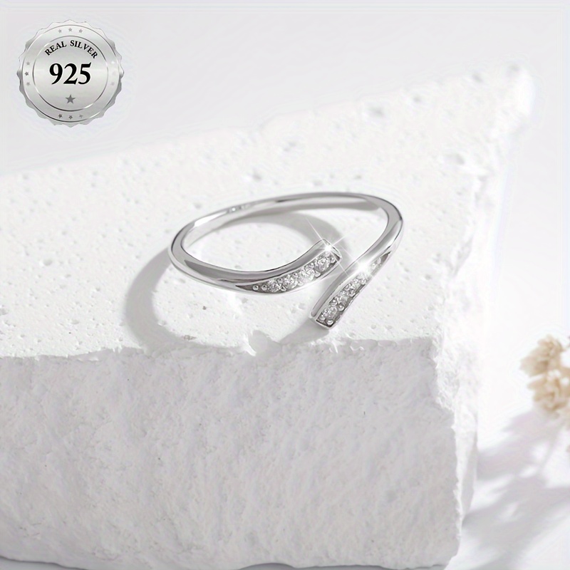 Women's Open Ring Infinity Loop CZ Bling 925 Sterling Silver