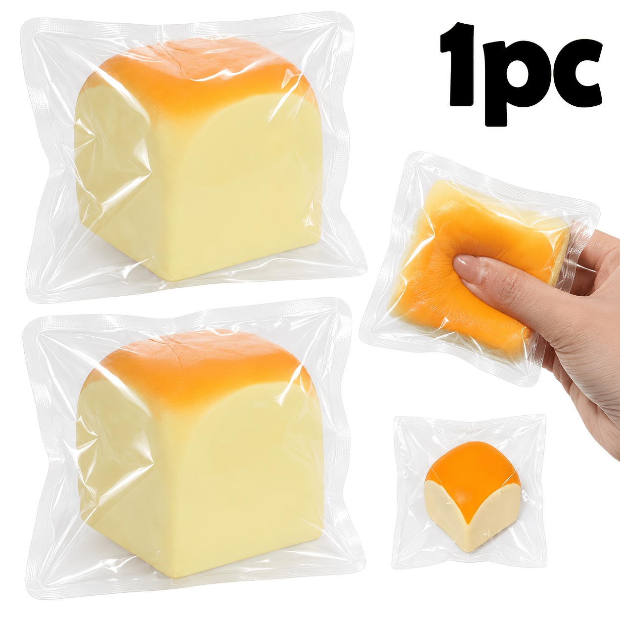 Image of 1pc Squeezable Bread Toy, Slow Fermentation Bread, Realistic Bread, , Squeezing Toy, Soft And Sticky, Hawaiian Roll Bread, Suitable For Office Party Gifts