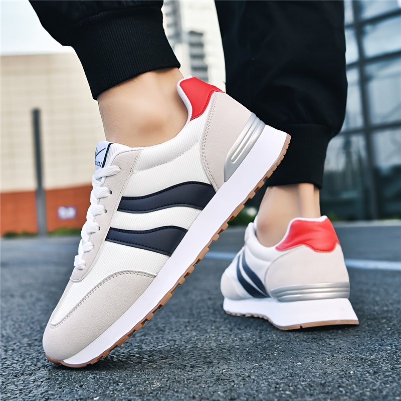 AOPLUS Men's Breathable Casual Sneakers - Lightweight Running Shoes with Cushioned Insole, Durable Rubber Sole, and Stylish Color Block Design for Sports and Casual Attire