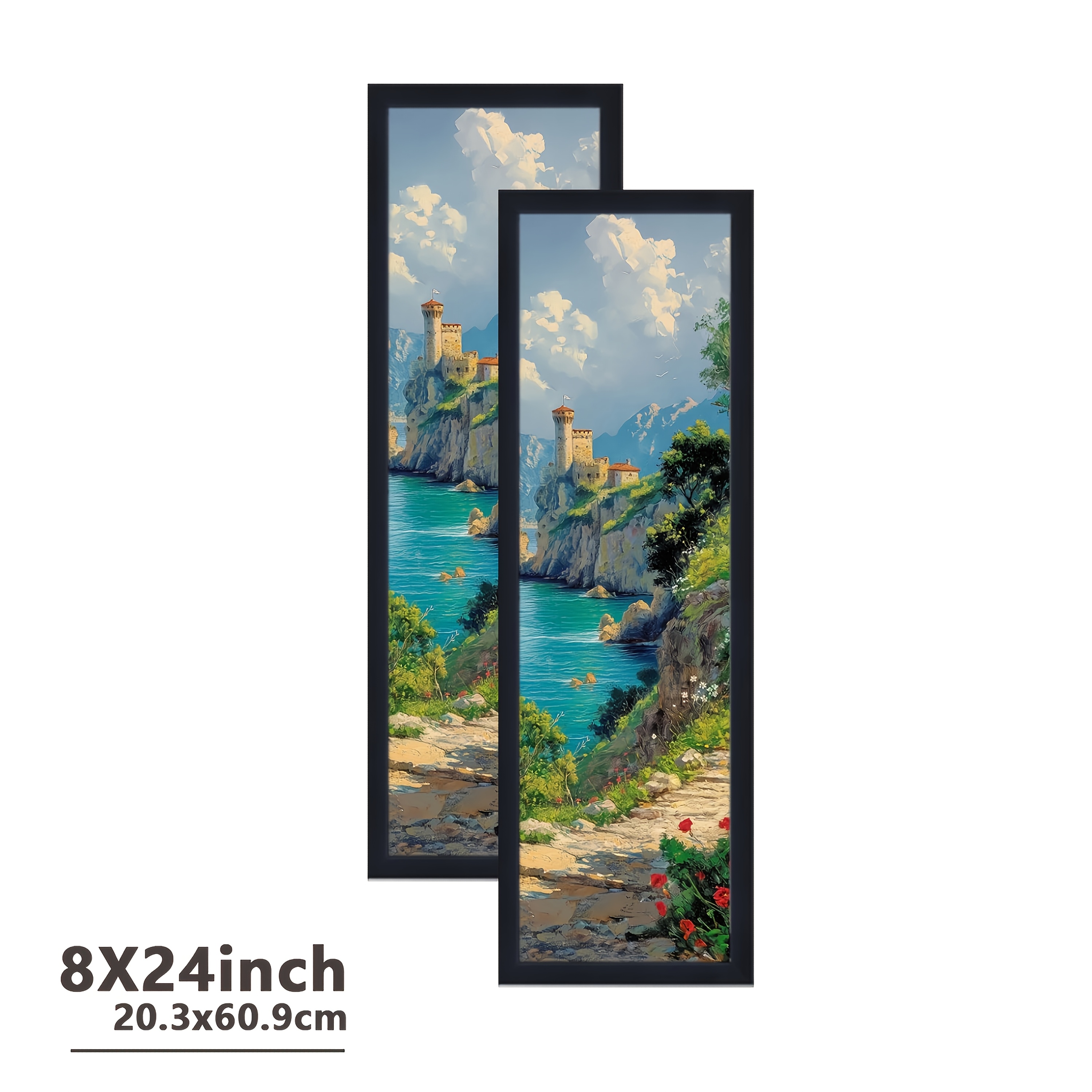 TEMU 2pcs / Long Photo Frames | Wood, Multiple Photos Stitched Display, Suitable For Natural Images, Couple Memory, Home Wall Decoration, Gift For