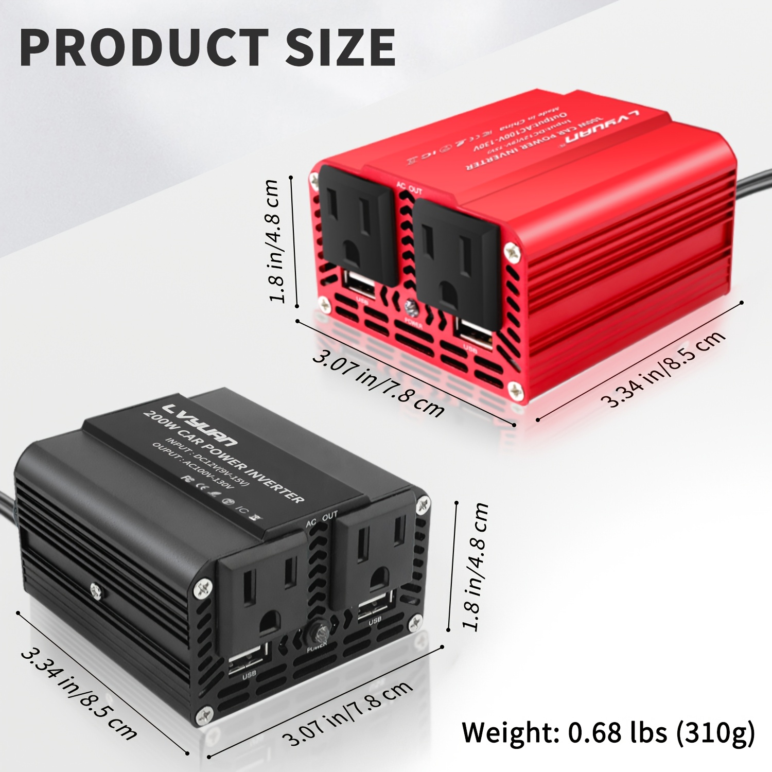 1x 200w car inverter 1000w lcd power inverter 12v 110v ac