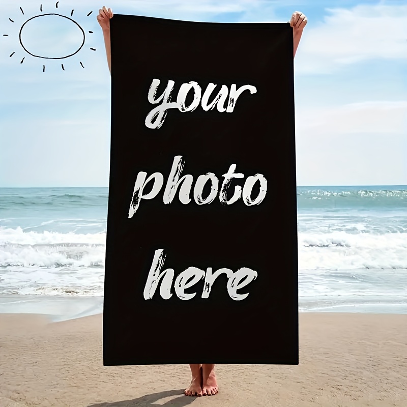 TEMU 1pc Of Printed Microfiber Beach Towel, Customizable With Images, Quick-drying Swimming Towel, Comfortable Pool Towel, Stylish Beach Accessory, A