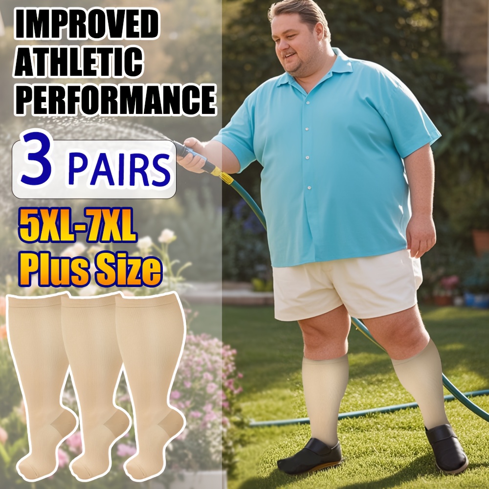 

3 paires de chaussettes de compression pour hommes, adaptées aux , au fitness et à l'escalade, 5XL-7XL, .