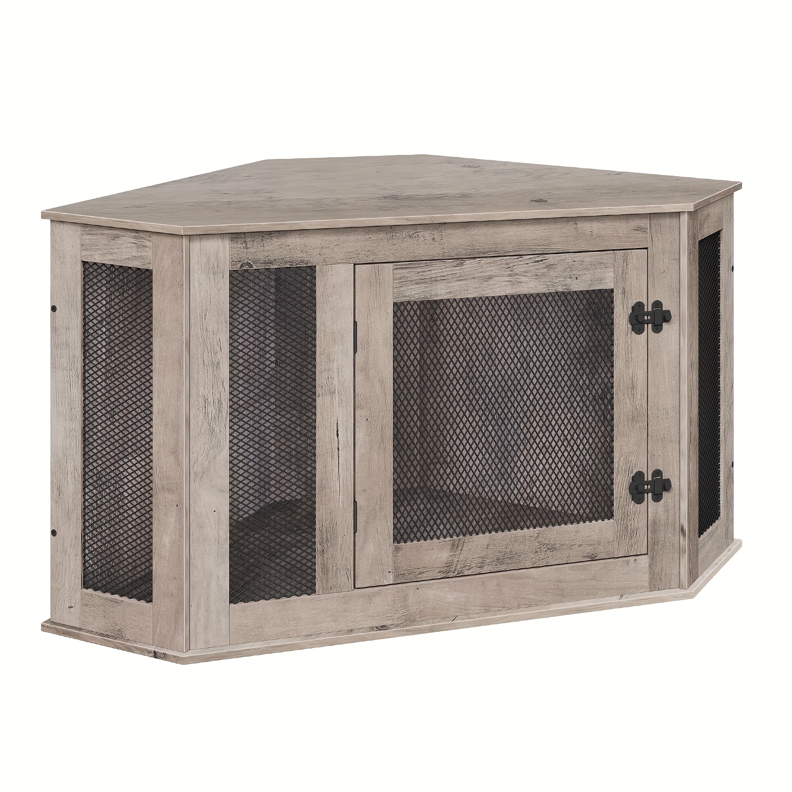 TEMU Corner Furniture Style Dog Crate, Wooden Decorative Pet Cage, Dog House Furniture Side Table, With Mesh, Suitable For Small, Medium, And Large