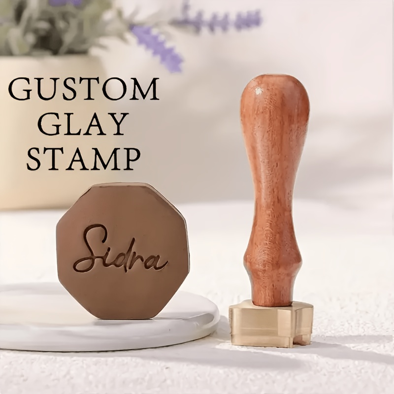 TEMU Custom-made Copper Ceramic Stamp For Pottery And Polymer Clay- Personalized Signature, Perfect Father's Day Gift, Art Supplies