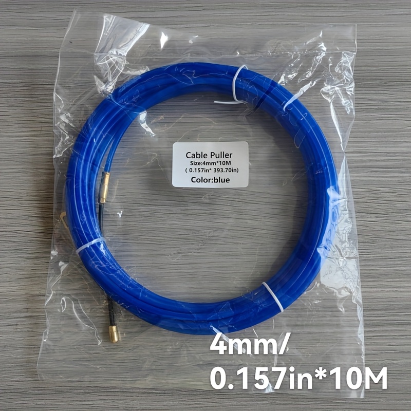 TEMU Fiberglass Cable Puller Fish Tape, 4mm Rod With Brass Tip, Non-conductive Electrical Wire Threader For Wall And Conduit Wiring - Available In