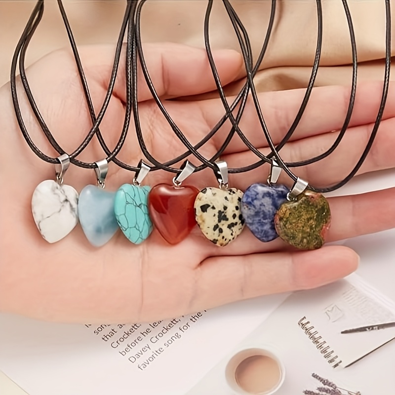 Heart Pendant Set with 40 Random Colour Natural Charms