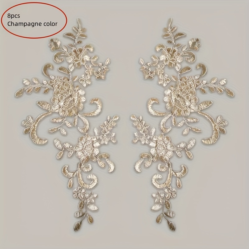 Image of 8pcs 3d Flower Lace Embroidery Patch Victorian Style Embroidered Applique Wedding Dress Sewing Craft Clothing Jeans Jackets Bags