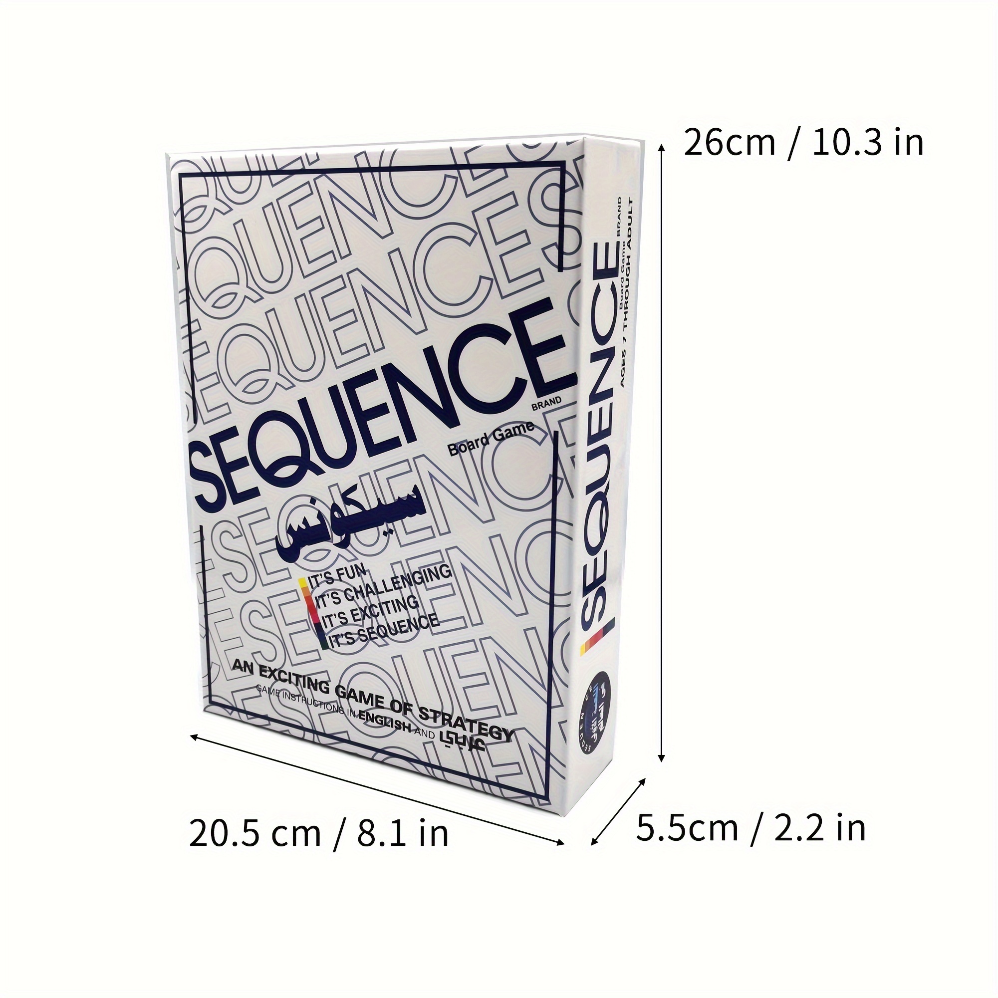 SEQUENCE Strategy Board Game - Card Stock Material, Includes Cards & Chips, Arabic Edition, 10.2x8x2.2 inches - Family Fun & Brain Challenge