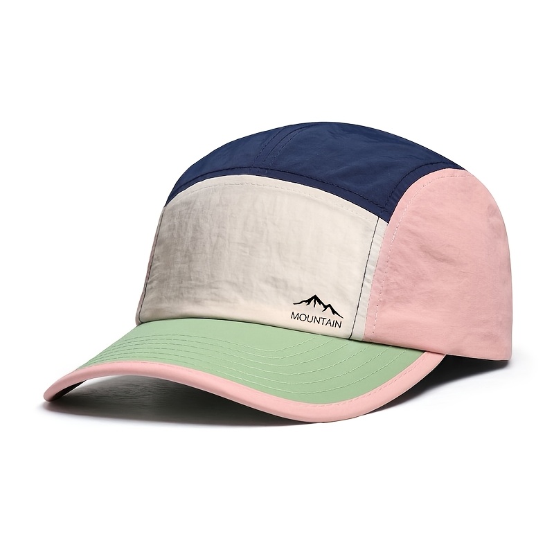 TEMU Unisex Adjustable Color-block Quick-dry Dad Hat, Mountain Map Pattern Printed Lightweight Breathable Outdoor Casual Baseball , Christmas Gift